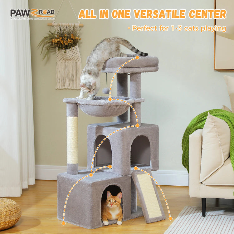 Large Multi-Level Cat Tree – Cozy Condos, Sisal Scratching Posts & Fun Toys for Indoor Cats