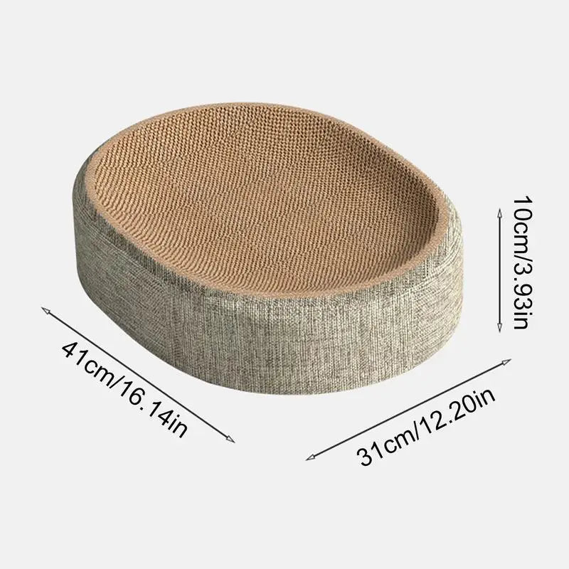 Oval Cat Scratcher & Cozy Nest – All-in-One Scratch Pad and Comfy Pet Bed
