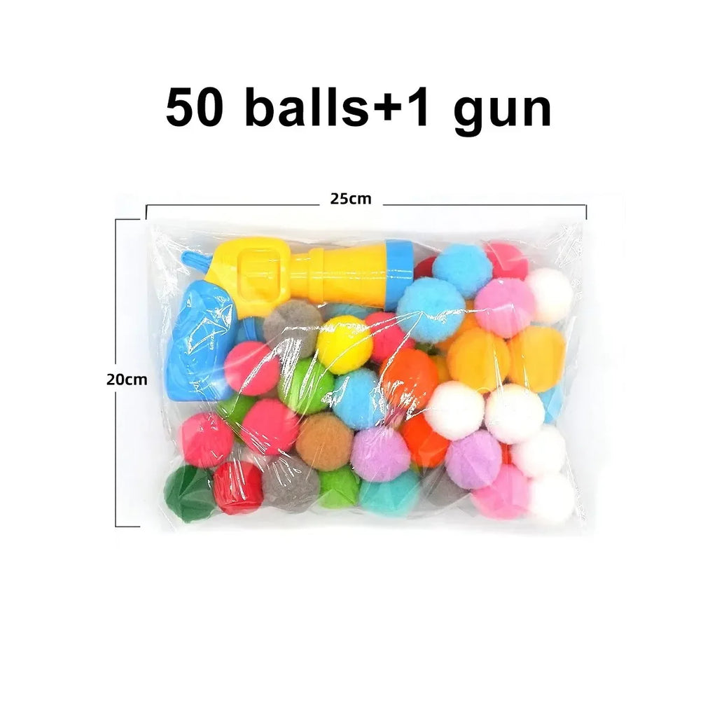 Cat Plush Toy Gun Set – Mini Shooting Plush Balls for Interactive Pet Fun