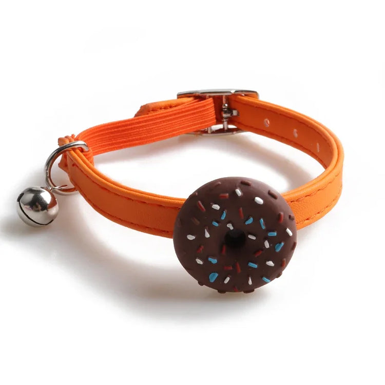 Cute Elastic Safety Cat Collar with Bell – Kawaii Heart & Donut Charms