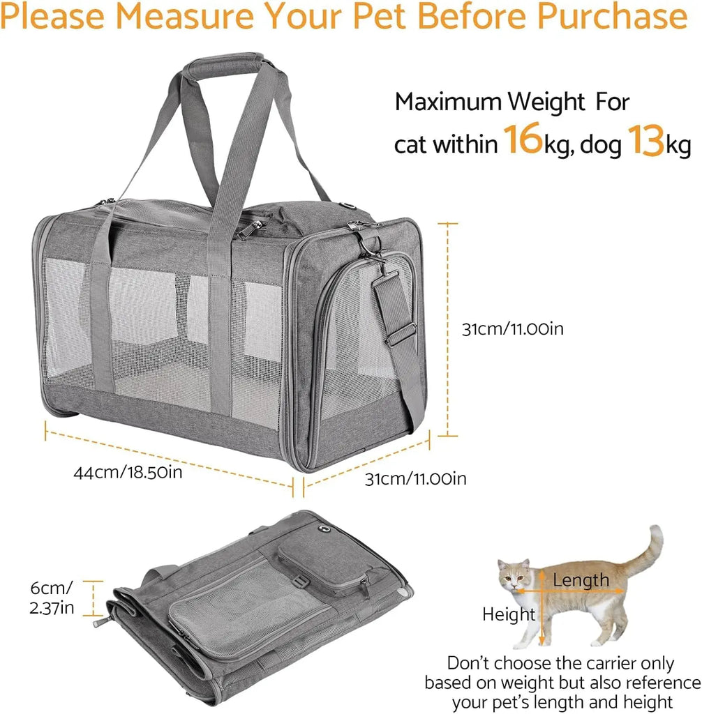 Airline-Approved Pet Carrier – Soft Travel Bag with Breathable Honeycomb Board
