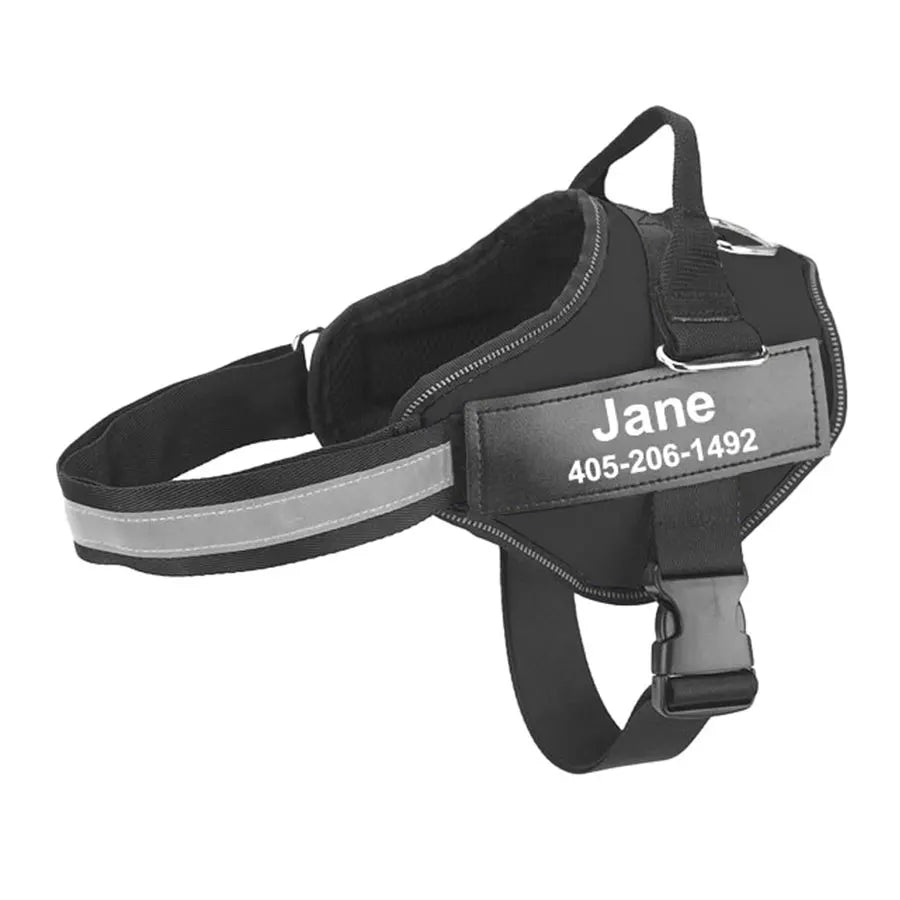 No-Pull Reflective Dog Harness – Adjustable Vest with Custom ID Patch