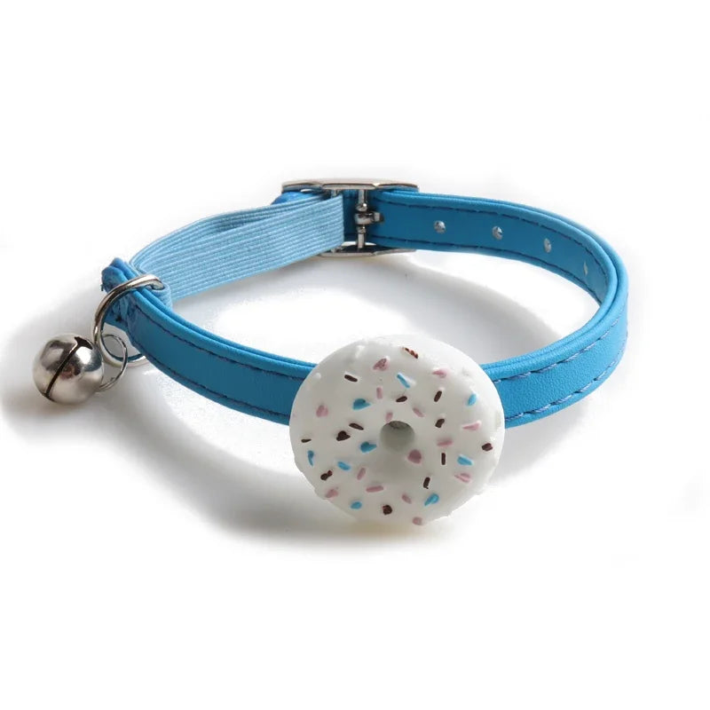 Cute Elastic Safety Cat Collar with Bell – Kawaii Heart & Donut Charms