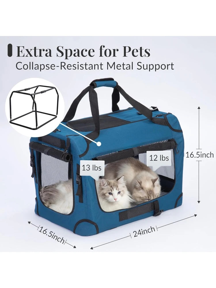 Extra Large Cat Carrier – Collapsible Soft-Sided Crate for Car Travel