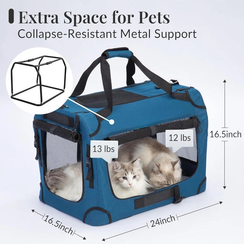 Extra Large Cat Carrier – Collapsible Soft-Sided Crate for Car Travel