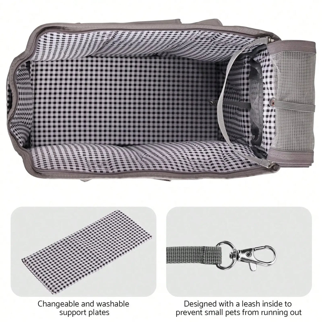 Removable Women’s Pet Carrying Handbag – Dark Gray Carrier for Small Dogs & Cats