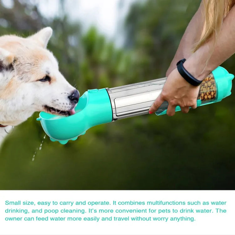4-in-1 Portable Pet Water Bottle – 300ml/500ml with Food Container & Dog Whistle