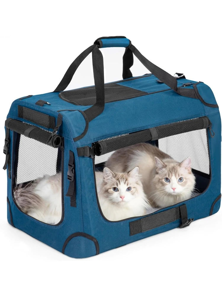 Extra Large Cat Carrier – Collapsible Soft-Sided Crate for Car Travel