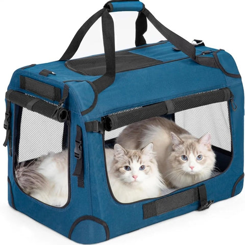 Extra Large Cat Carrier – Collapsible Soft-Sided Crate for Car Travel