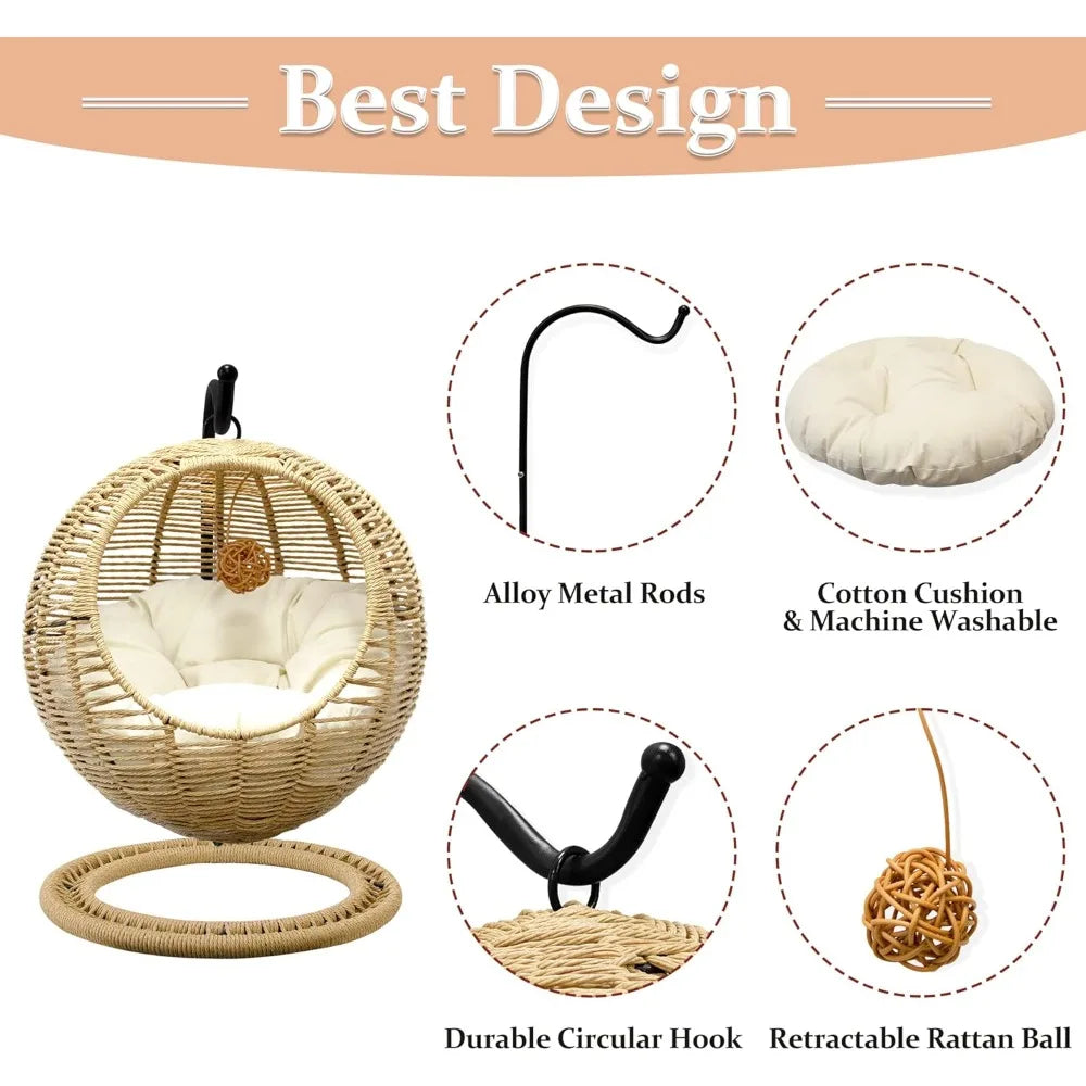 Wicker Cat Swing Bed – Handmade Comfort & Fun for Your Feline Friend
