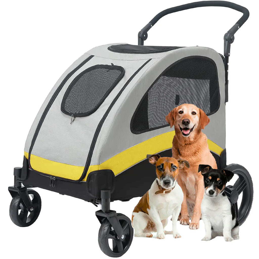 Dog Stroller Ultra-Large 4 Wheels – Foldable Pet Jogger Wagon & Travel Trolley