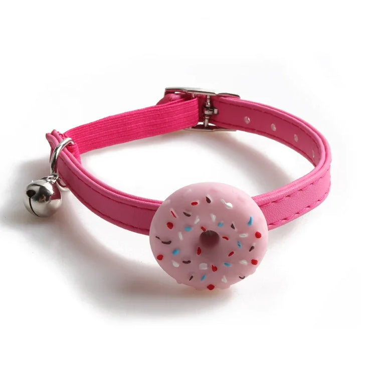 Cute Elastic Safety Cat Collar with Bell – Kawaii Heart & Donut Charms