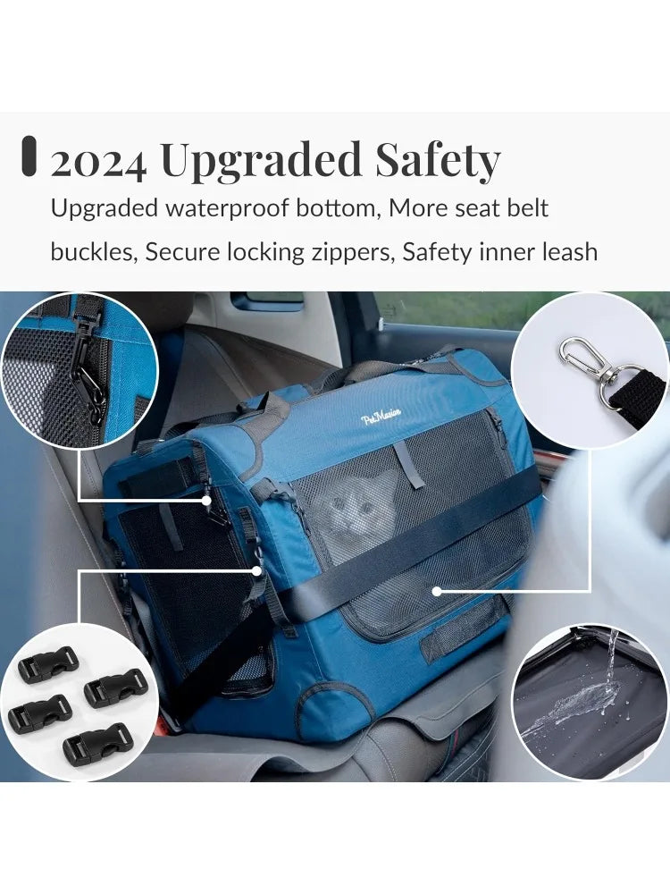 Extra Large Cat Carrier – Collapsible Soft-Sided Crate for Car Travel