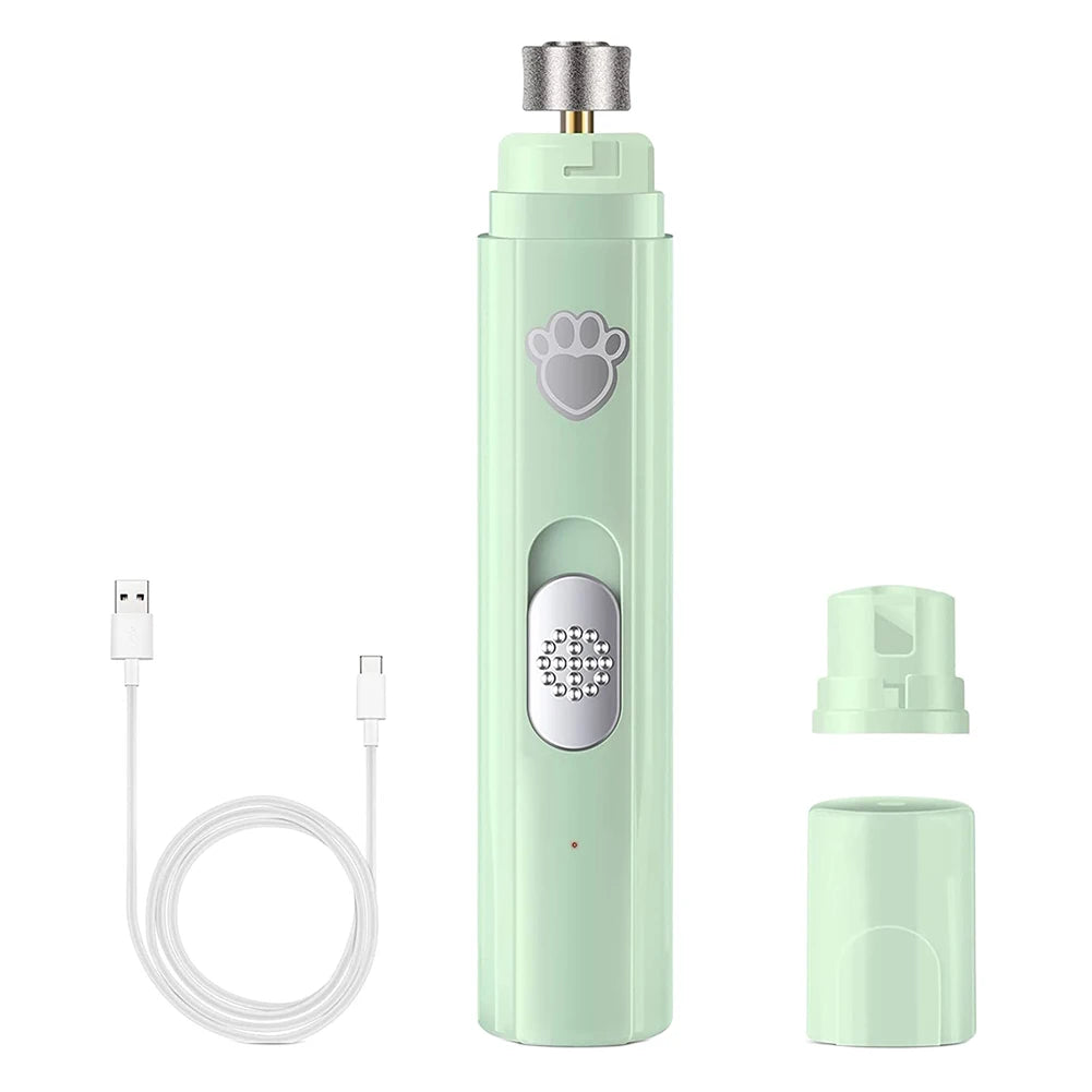 Electric Pet Nail Grinder – USB Rechargeable, Low Noise, LED Light for Dogs & Cats