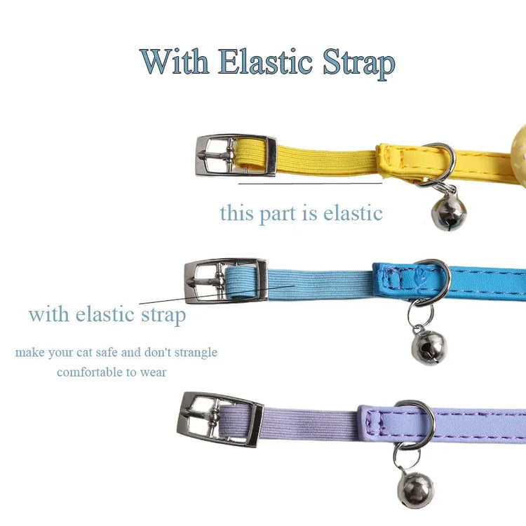 Cute Elastic Safety Cat Collar with Bell – Kawaii Heart & Donut Charms