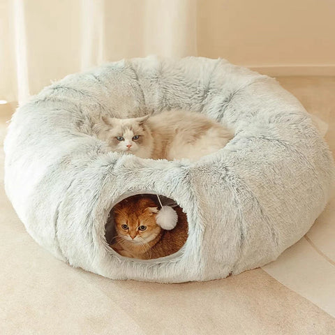Cat Tunnel Bed with Mat – Plush Playground for Endless Fun