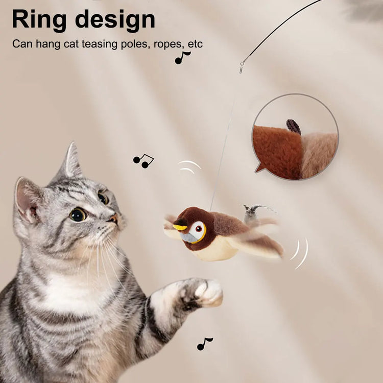 Interactive Chirping Bird Cat Toy – Flapping Plush with Catnip for Indoor Cats & Kittens
