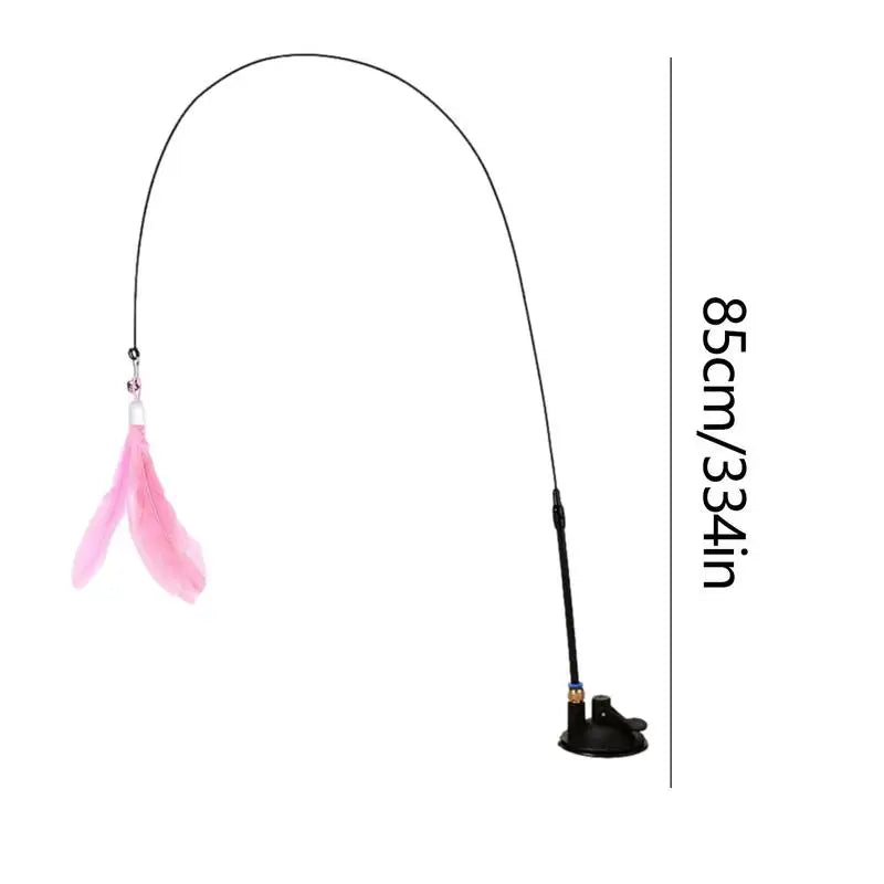 Cat Wand Toy with Detachable Feather & Suction Cup – Fun Exercise & Interactive Play