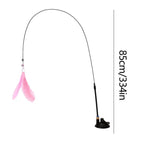Cat Wand Toy with Detachable Feather & Suction Cup – Fun Exercise & Interactive Play