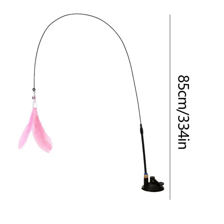 Cat Wand Toy with Detachable Feather & Suction Cup – Fun Exercise & Interactive Play