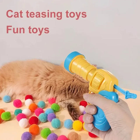 Cat Plush Toy Gun Set – Mini Shooting Plush Balls for Interactive Pet Fun