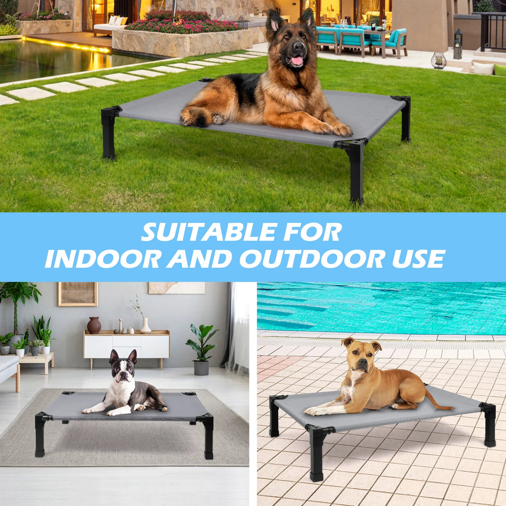 Elevated Dog Bed – Cooling Raised Pet Cot with Chew-Proof Mesh & Metal Frame