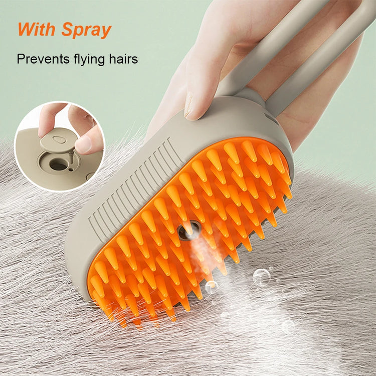 Cat Steam Brush – 3-in-1 Electric Spray Grooming Comb for Cats & Dogs