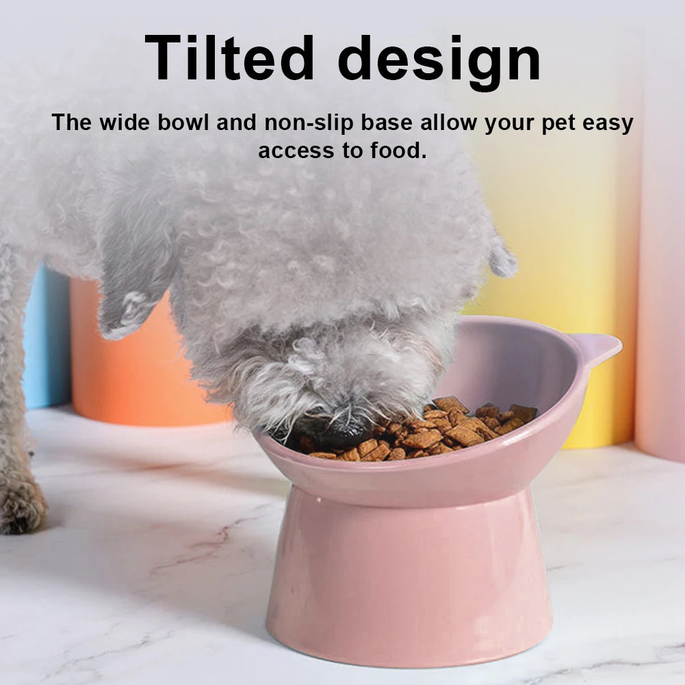 Tilted Elevated Cat Food Bowl – Ergonomic, Anti-Vomiting, Non-Slip Design for Comfortable Mealtime