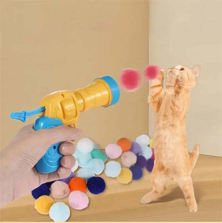 Cat Plush Toy Gun Set – Mini Shooting Plush Balls for Interactive Pet Fun