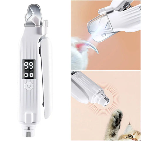 2-in-1 Electric Pet Nail Trimmer & Grinder – Quiet, Low Vibration Grooming with LED Light