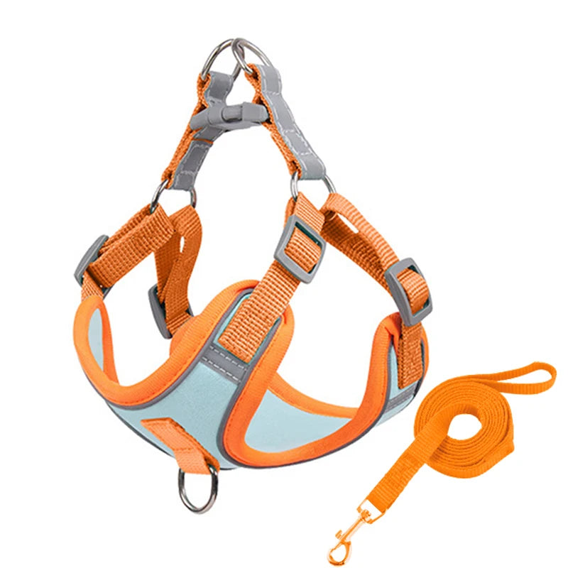 Adjustable Reflective Dog & Cat Harness with Leash – Comfortable, Breathable, and Safe for Small Pets