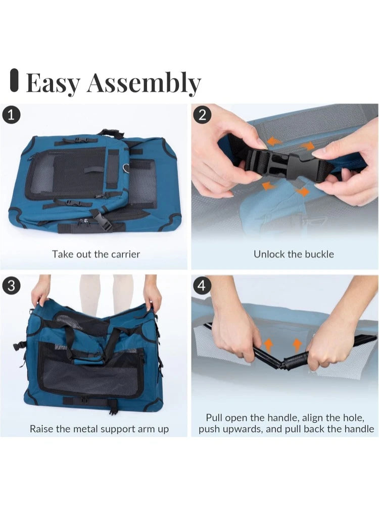 Extra Large Cat Carrier – Collapsible Soft-Sided Crate for Car Travel