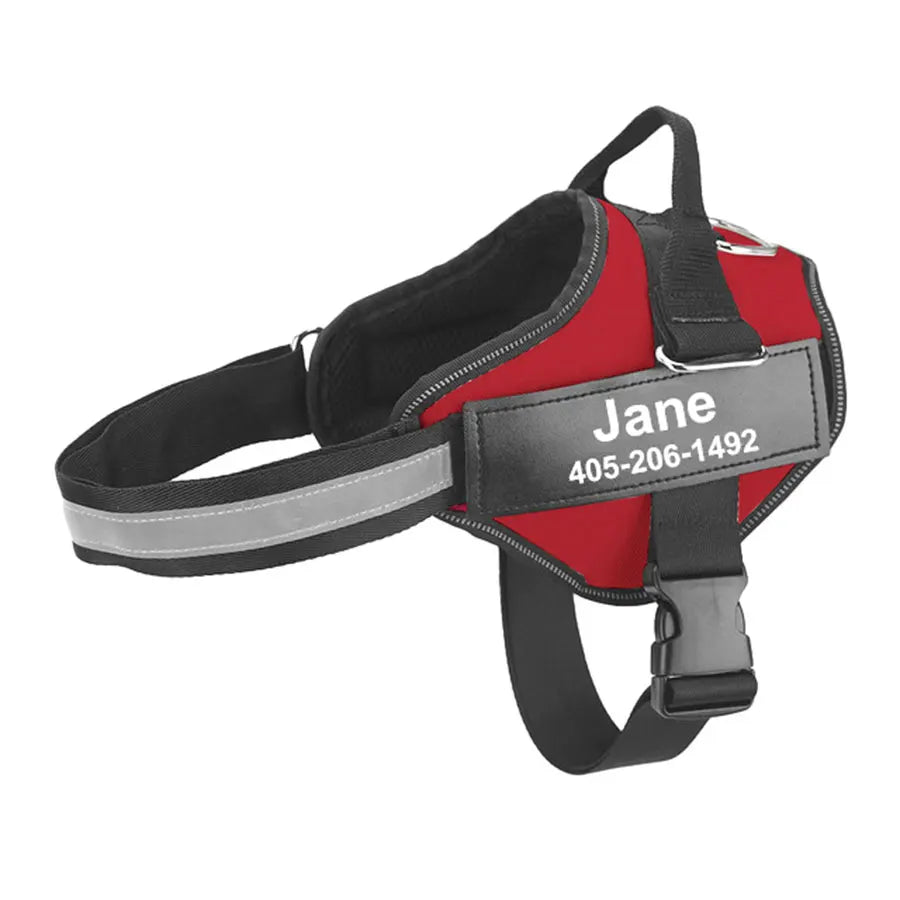 No-Pull Reflective Dog Harness – Adjustable Vest with Custom ID Patch