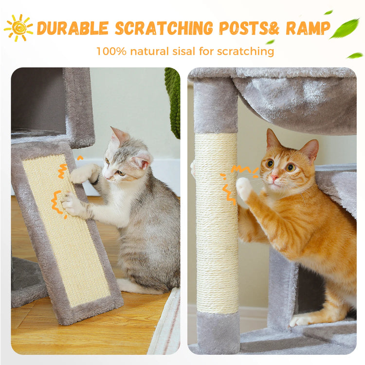 Large Multi-Level Cat Tree – Cozy Condos, Sisal Scratching Posts & Fun Toys for Indoor Cats
