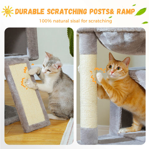 Large Multi-Level Cat Tree – Cozy Condos, Sisal Scratching Posts & Fun Toys for Indoor Cats