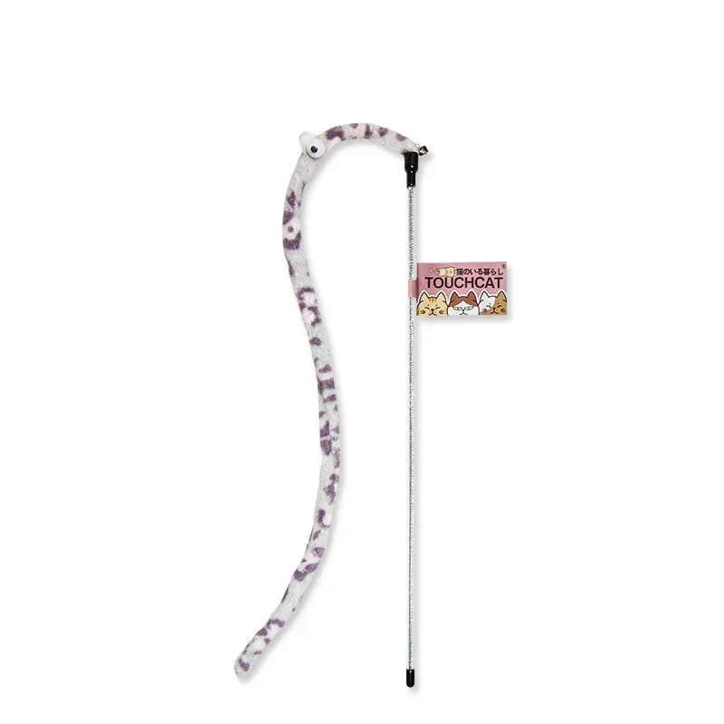 Pet Cat Toy Feather Teaser Wand – Colorful Caterpillar Rod for Endless Cat Fun