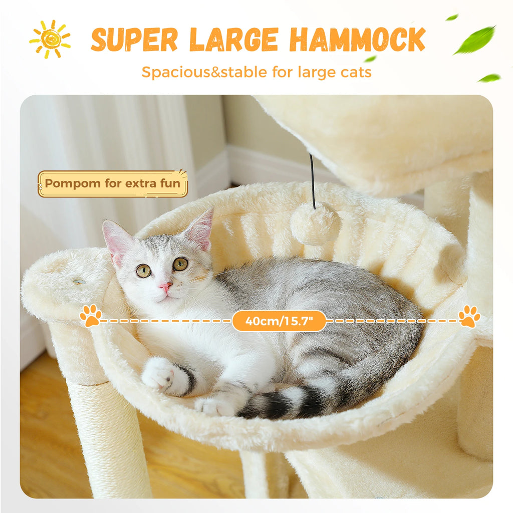 Large Multi-Level Cat Tree – Cozy Condos, Sisal Scratching Posts & Fun Toys for Indoor Cats