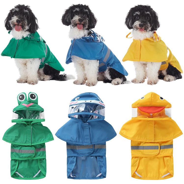 Fashionable Reflective Pet Dog Raincoat – Waterproof Hooded Jacket for Large Dogs