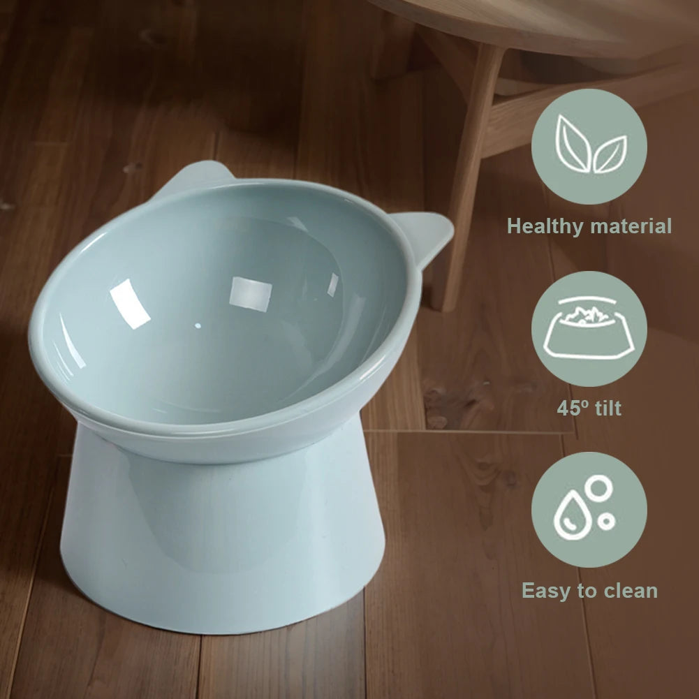 Tilted Elevated Cat Food Bowl – Ergonomic, Anti-Vomiting, Non-Slip Design for Comfortable Mealtime