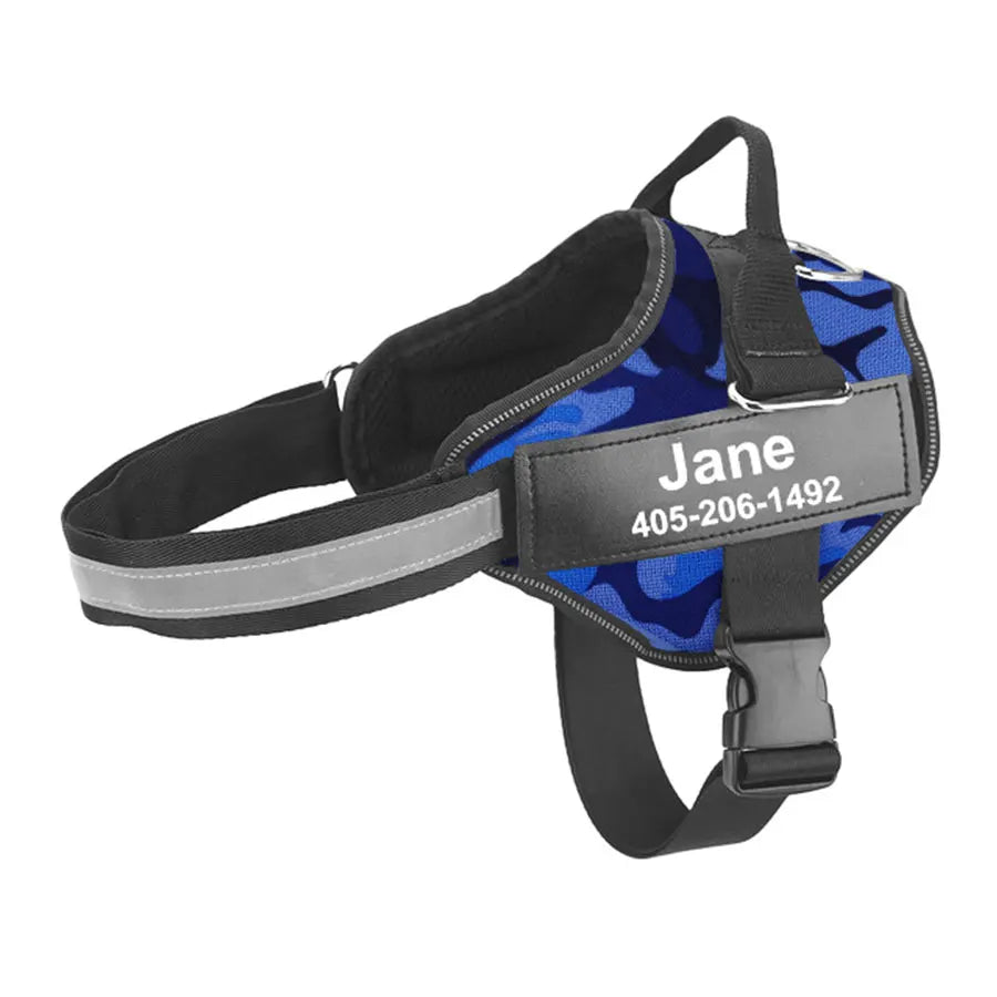 No-Pull Reflective Dog Harness – Adjustable Vest with Custom ID Patch