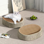 Oval Cat Scratcher & Cozy Nest – All-in-One Scratch Pad and Comfy Pet Bed
