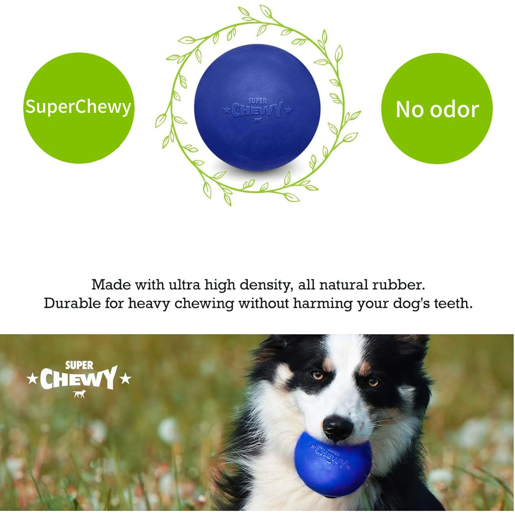 SuperChewy Tough Dog Ball Toy – Strong Natural Rubber Fetch & Chew Toy for Large Dogs