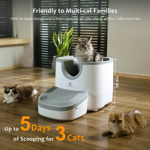 Self-Cleaning Cat Litter Box – Open-Top, Extra Large, with Advanced Safety Sensors for Multi-Cat Households