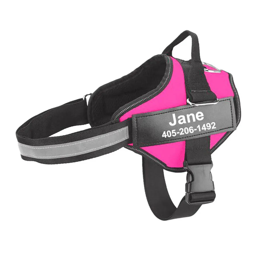 No-Pull Reflective Dog Harness – Adjustable Vest with Custom ID Patch
