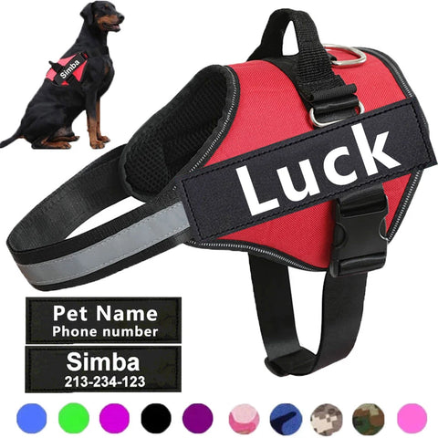 No-Pull Reflective Dog Harness – Adjustable Vest with Custom ID Patch