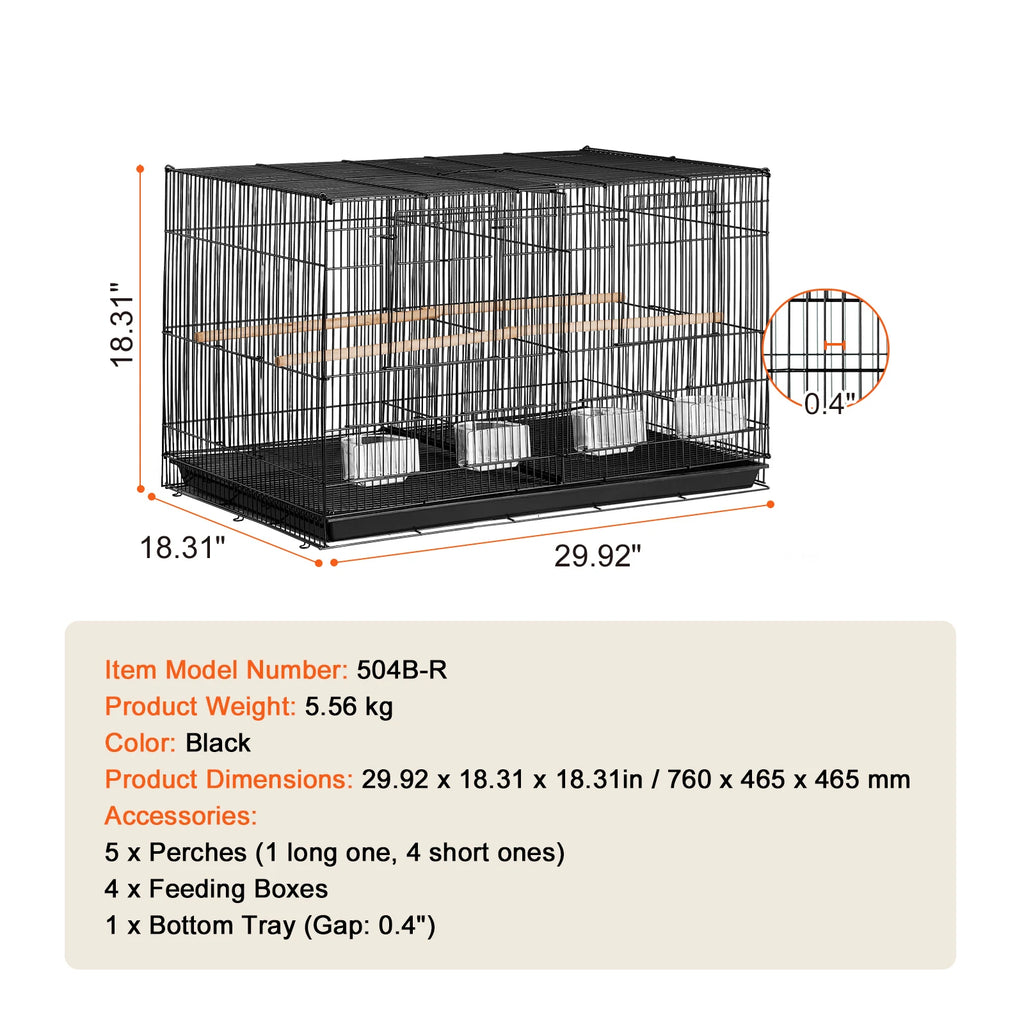 SucceBuy 30-In Flight Bird Cage – Stackable Divided Cage for Small Birds & Travel