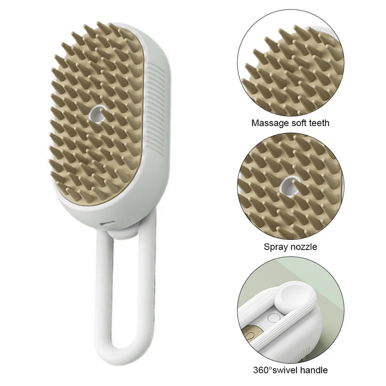Cat Steam Brush – 3-in-1 Electric Spray Grooming Comb for Cats & Dogs
