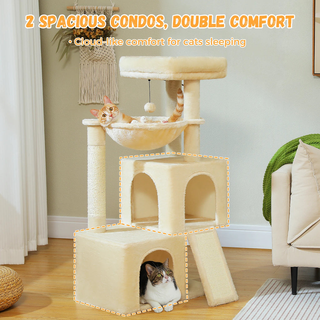 Large Multi-Level Cat Tree – Cozy Condos, Sisal Scratching Posts & Fun Toys for Indoor Cats
