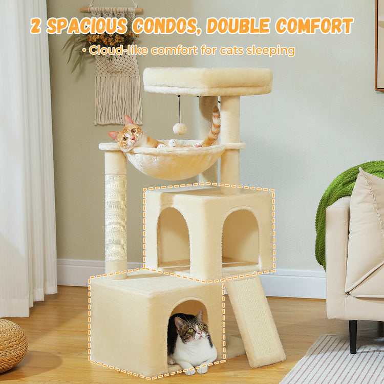 Large Multi-Level Cat Tree – Cozy Condos, Sisal Scratching Posts & Fun Toys for Indoor Cats