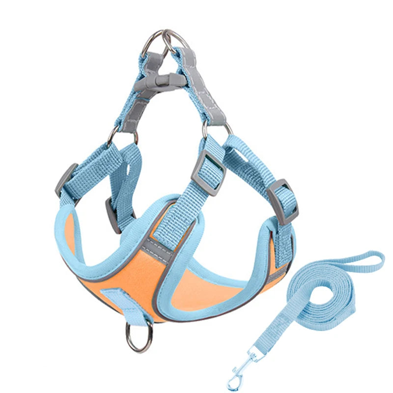 Adjustable Reflective Dog & Cat Harness with Leash – Comfortable, Breathable, and Safe for Small Pets